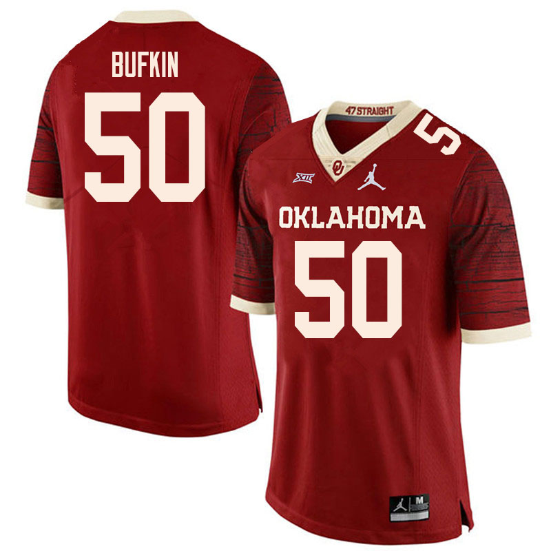Oklahoma Sooners #50 Hayes Bufkin College Football Jerseys Sale-Retro